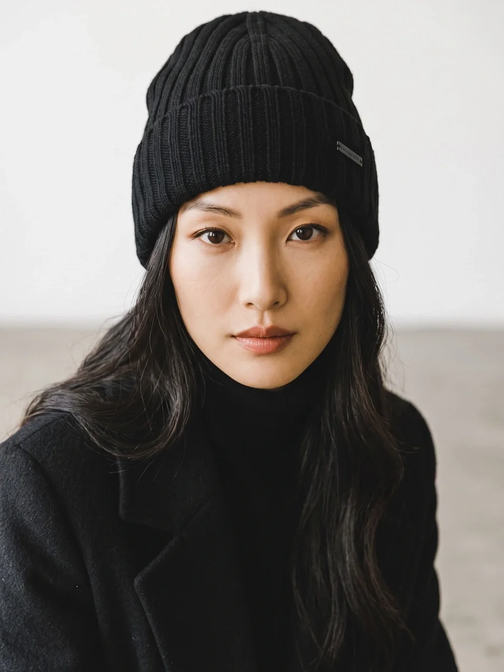 Michael Kors Black Ribbed Knit Fleece-Lined Slouchy Beanie NWT